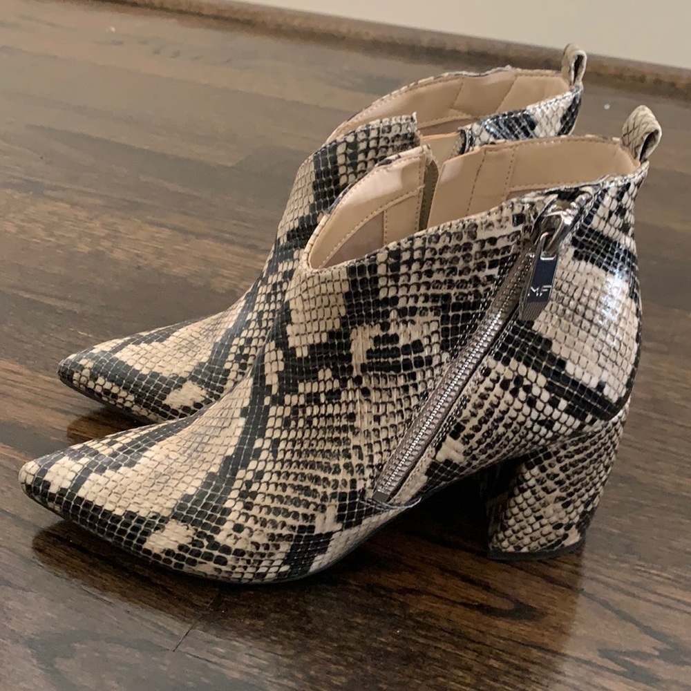 Marc Fisher snake pattern booties